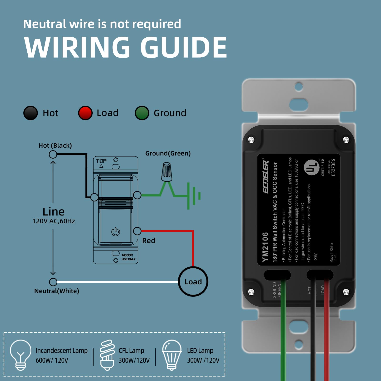 Ecoeler adjustable sensitivity control for different room sizes and usage
