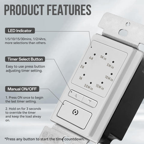 ECOELER countdown timer LED indicator glows for dark room visibility.