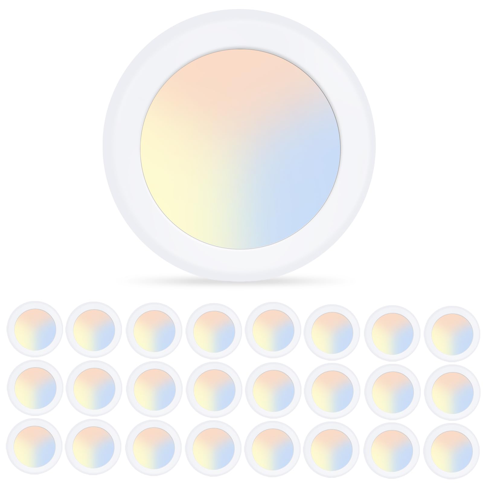 Ecoeler LED disc light 5-6 inch dome closeup for a sleek energy-saving ceiling install.