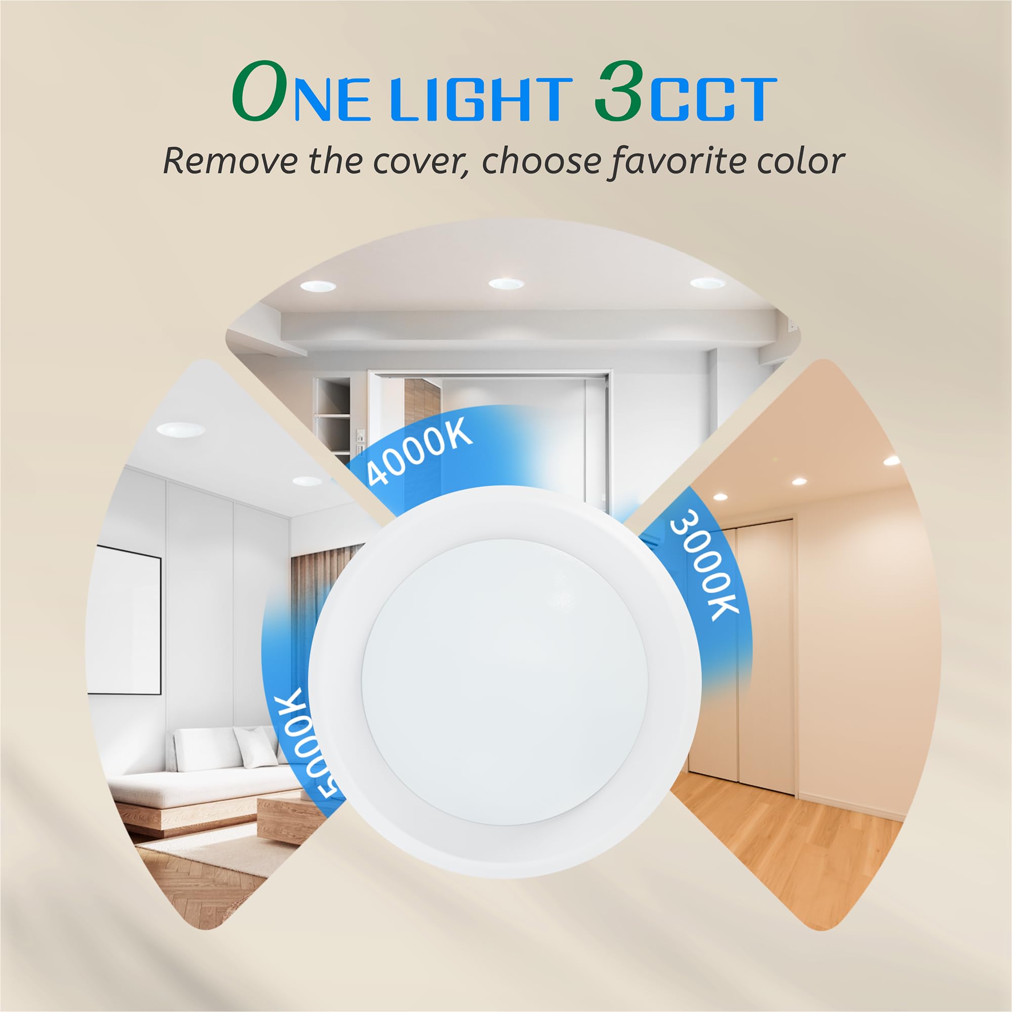 Ecoeler LED disc light three-CCT adjustable focusing on customizable color temperature.