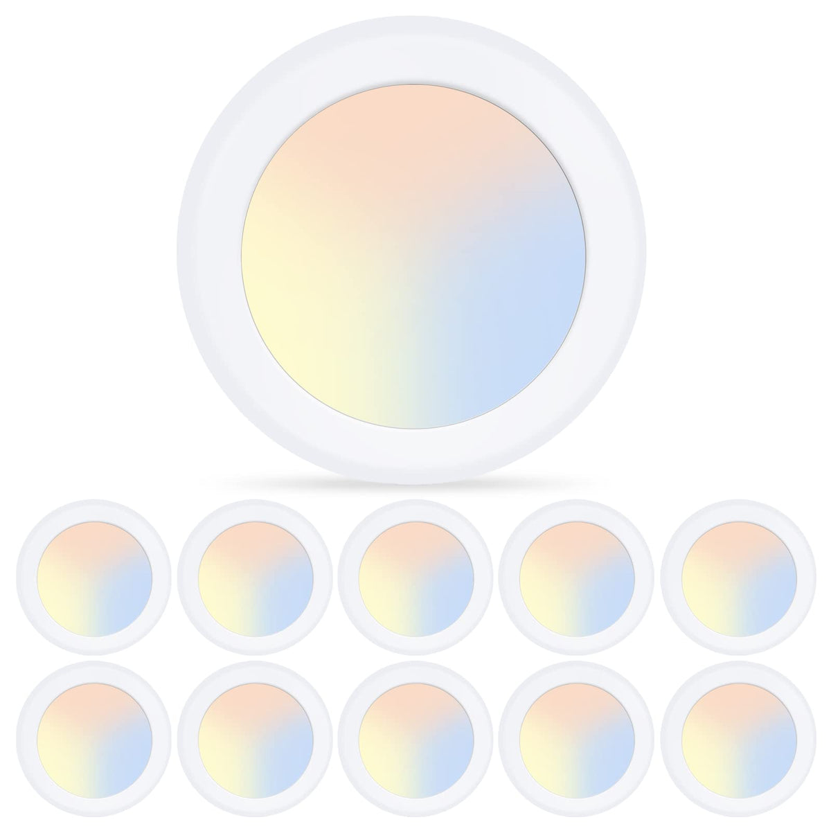 ECOELER 6inch LED disk light front view showing slim profile and even illumination.