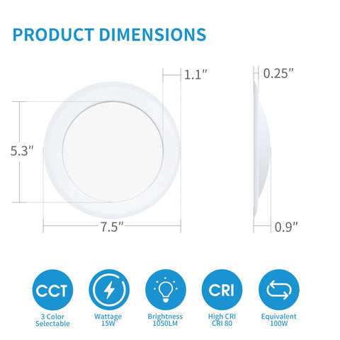 ECOELER 6inch LED disk light recessed-can installation highlights easy retrofit.