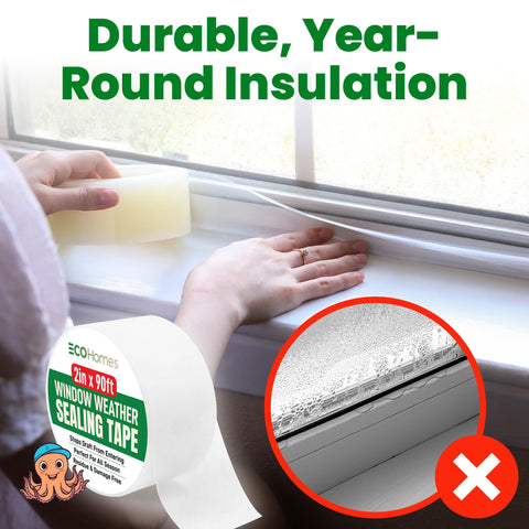 ECOHomes AC sealing tape reduces drafts around air conditioners.