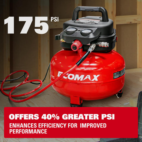 ECOMAX 25 ft air hose included supports flexible tool usage