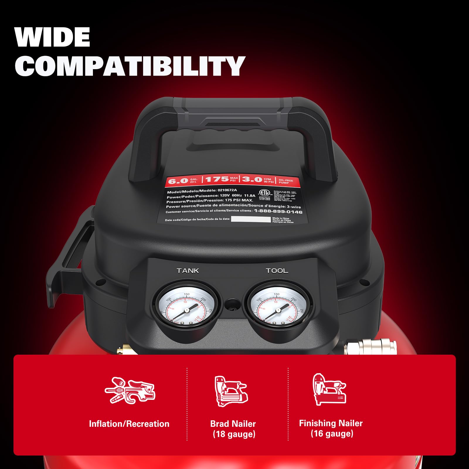 ECOMAX 6-gallon front view with handle for quick transport