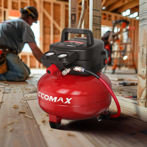 ECOMAX compressor inflating tire for practical roadside readiness