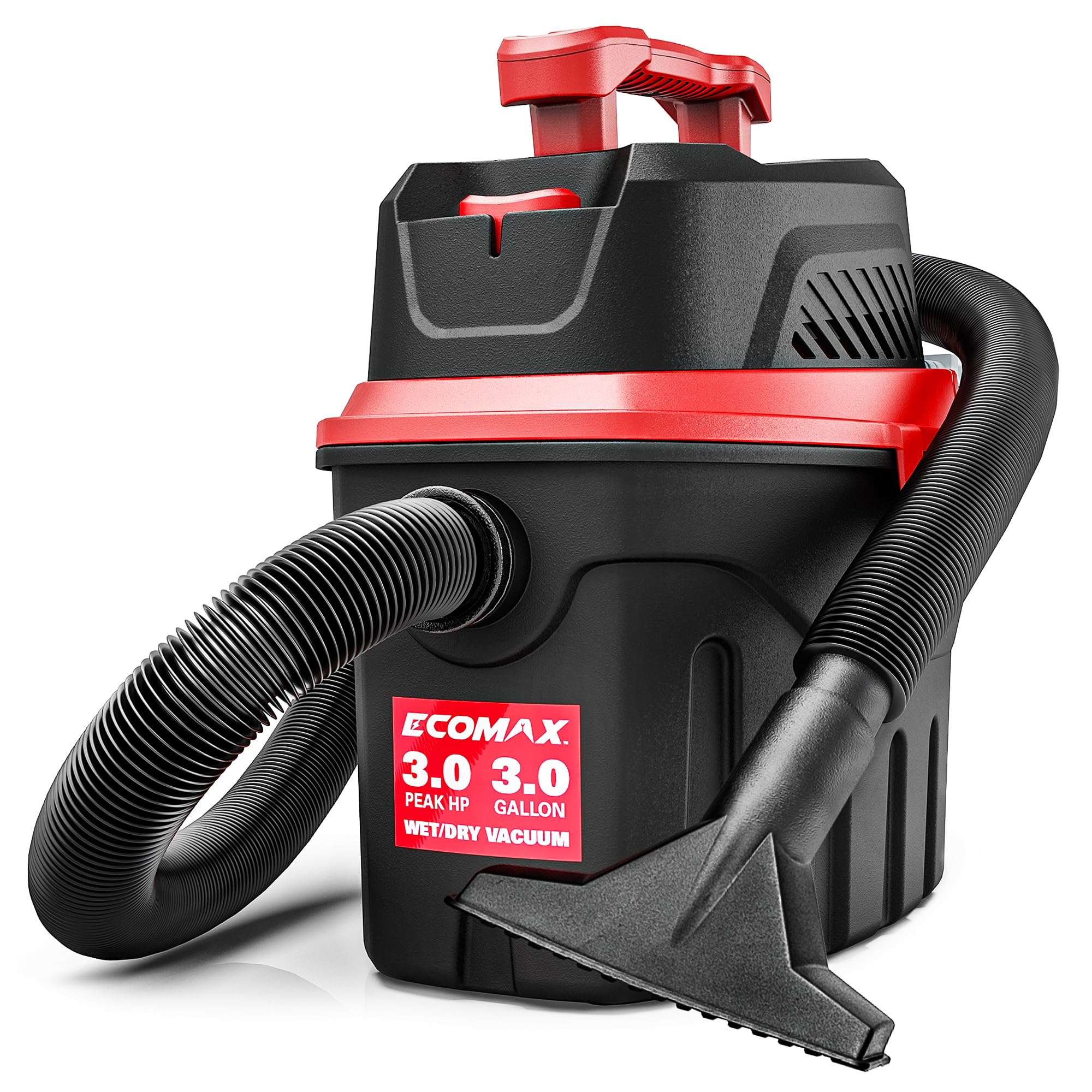 ECOMAX small shop vacuum 3-gallon compact unit ready for quick cleanups