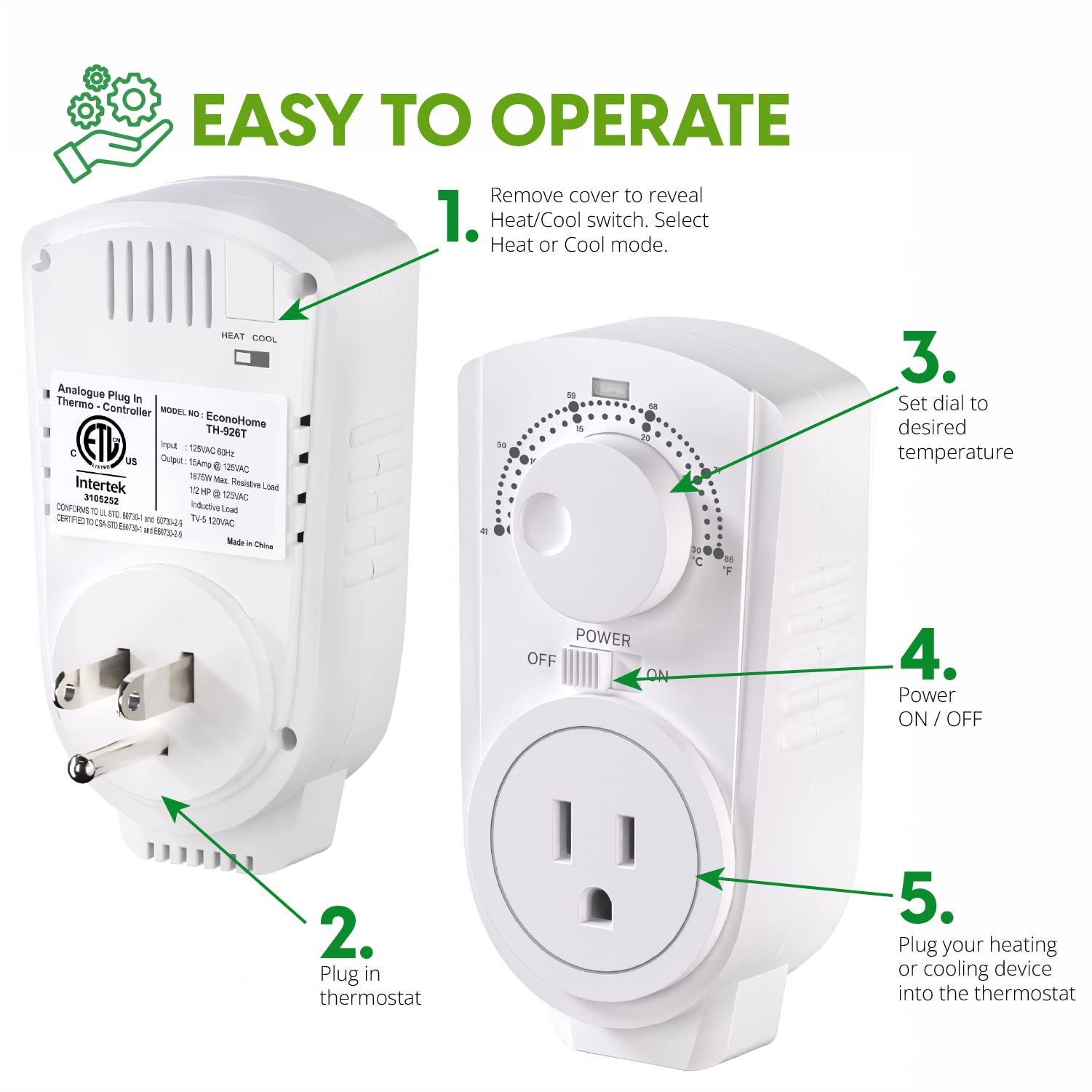 EconoHome thermostat in use demonstrates heating and cooling flexibility for various spaces