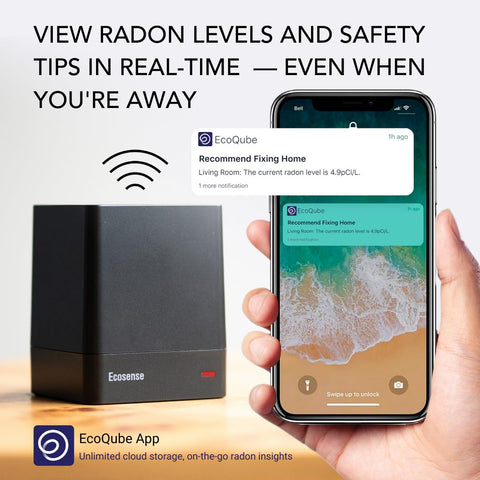 Compact EcoQube device with QR code for easy setup
