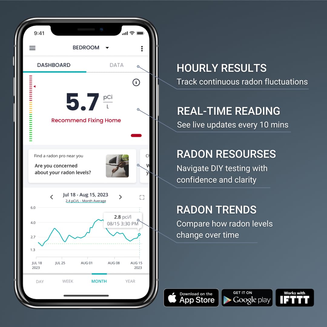 EcoQube DIY 72-hour radon test workflow in the app