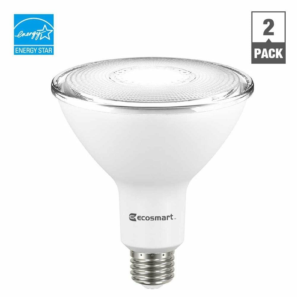EcoSmart 120W-equivalent PAR38 LED flood bulb used for outdoor lighting with daylight illumination