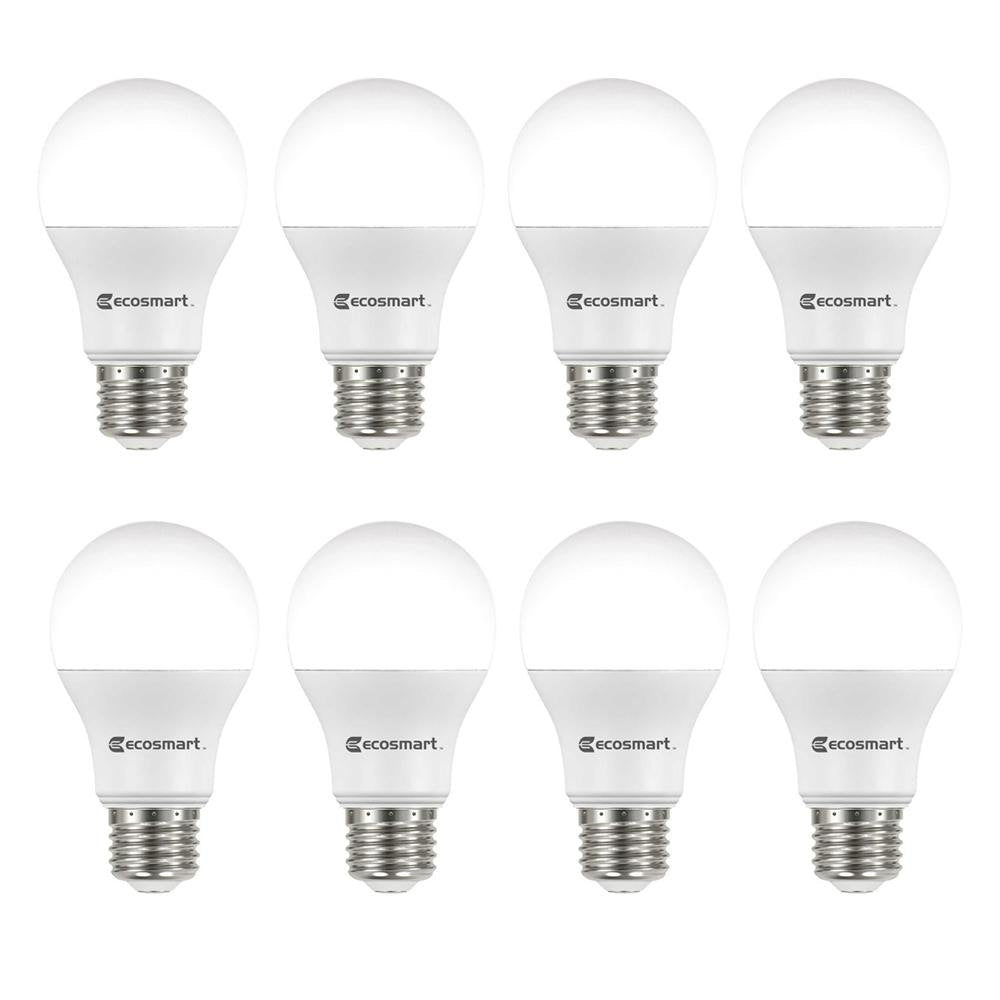 EcoSmart A19 LED bulb with 840 lumens for bright daylight, ideal for living spaces