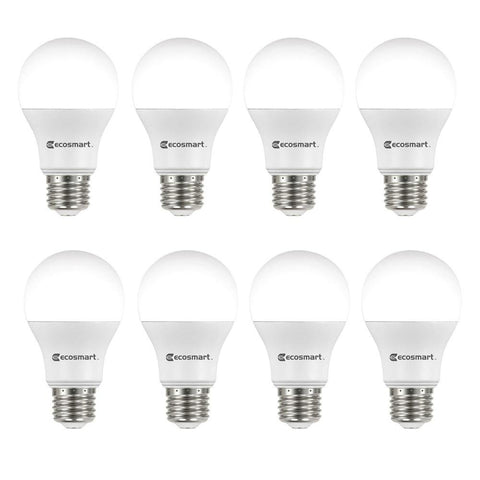 EcoSmart A19 LED bulb with 840 lumens for bright daylight, ideal for living spaces