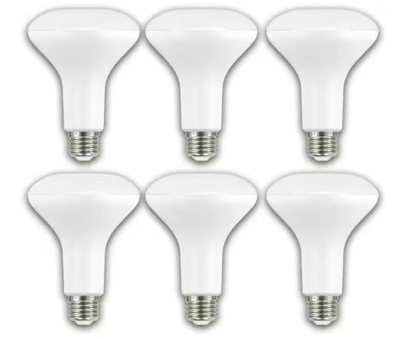 EcoSmart BR30 bulb used in recessed lighting with warm 2700K glow.
