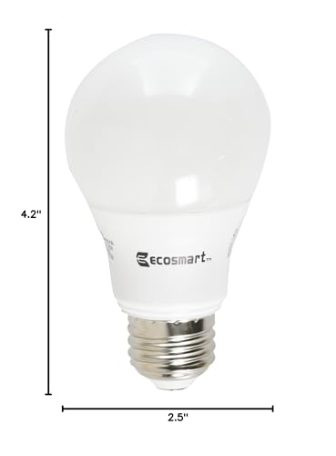 EcoSmart daylight A19 LED bulb in a lamp, ideal for kitchen tasks.