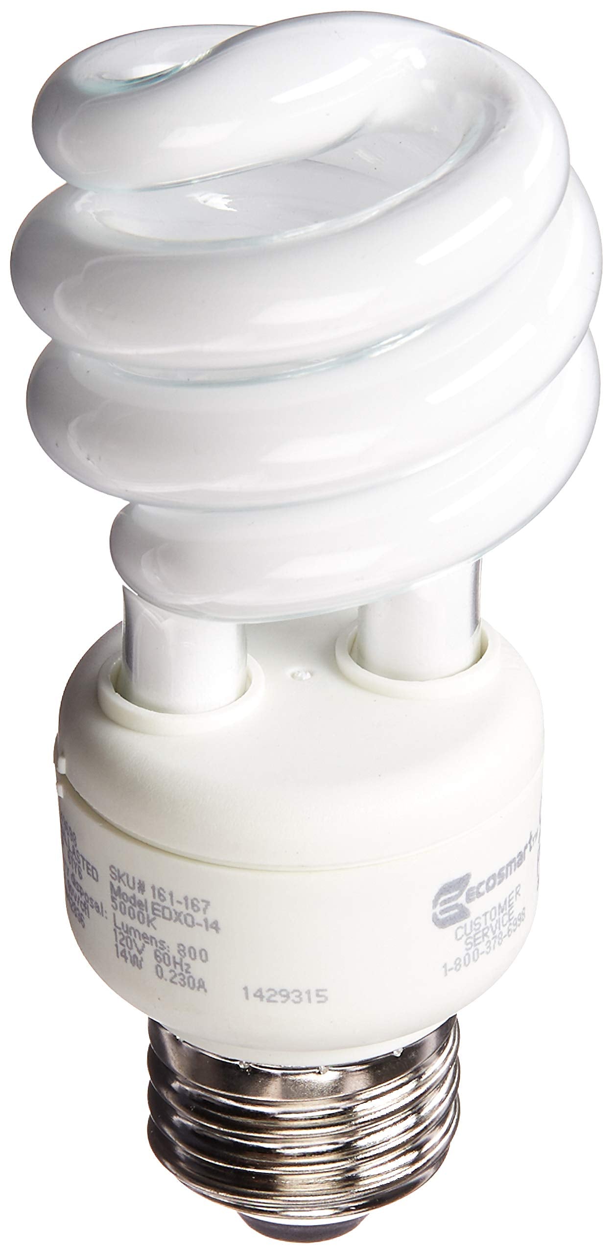 EcoSmart daylight spiral CFL bulb in a 4-pack, ideal for kitchens and task lighting.