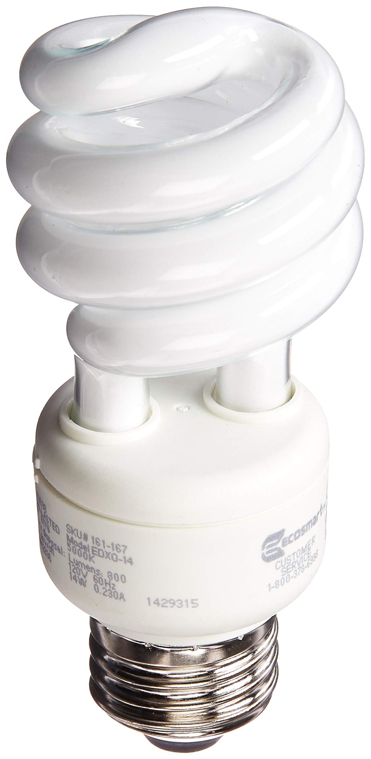 EcoSmart daylight spiral CFL bulb in a 4-pack, ideal for kitchens and task lighting.