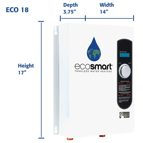 EcoSmart ECO 18 supports two showers in warmer climates.