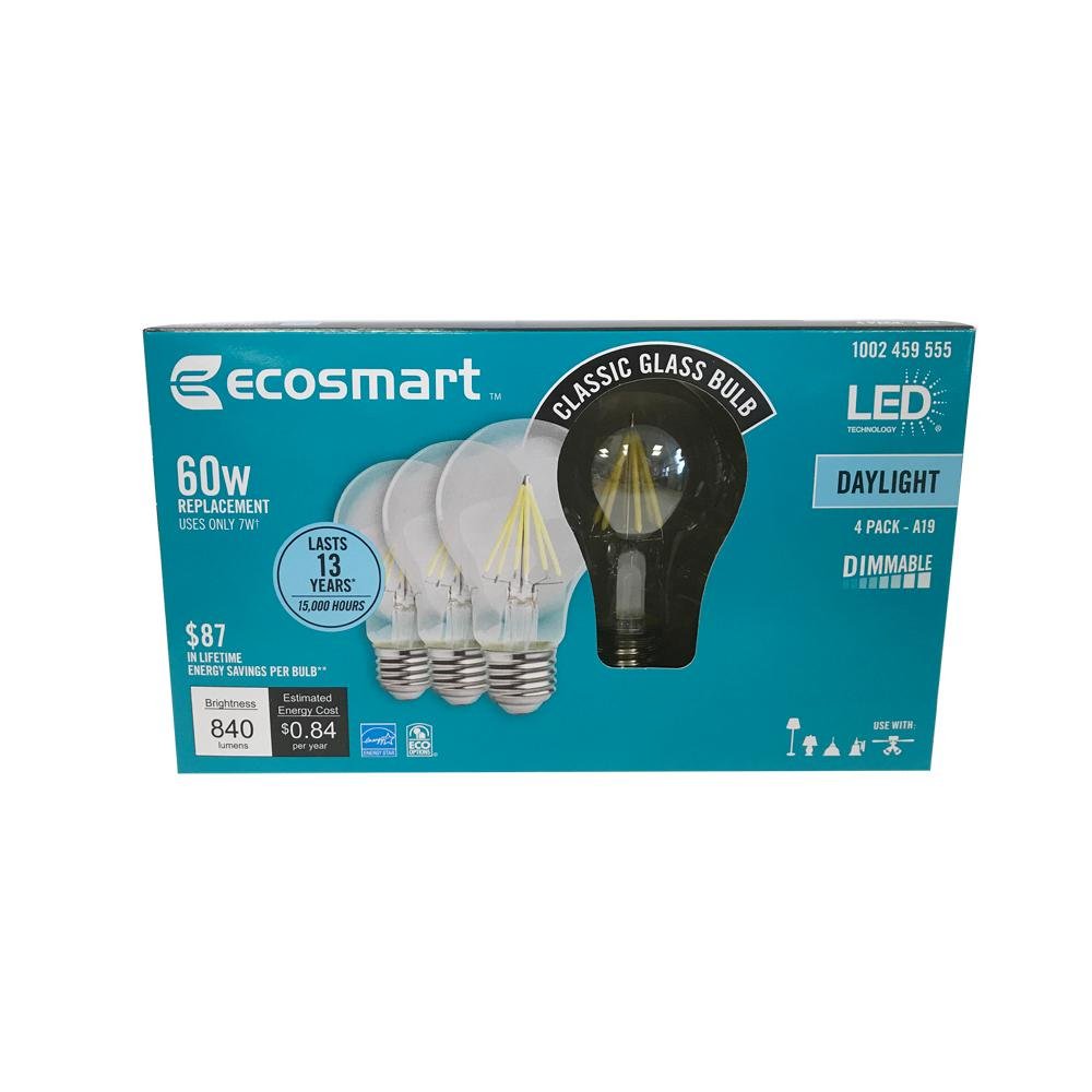 EcoSmart 8.5W LED 5000K bulb delivers energy savings and crisp daytime light.