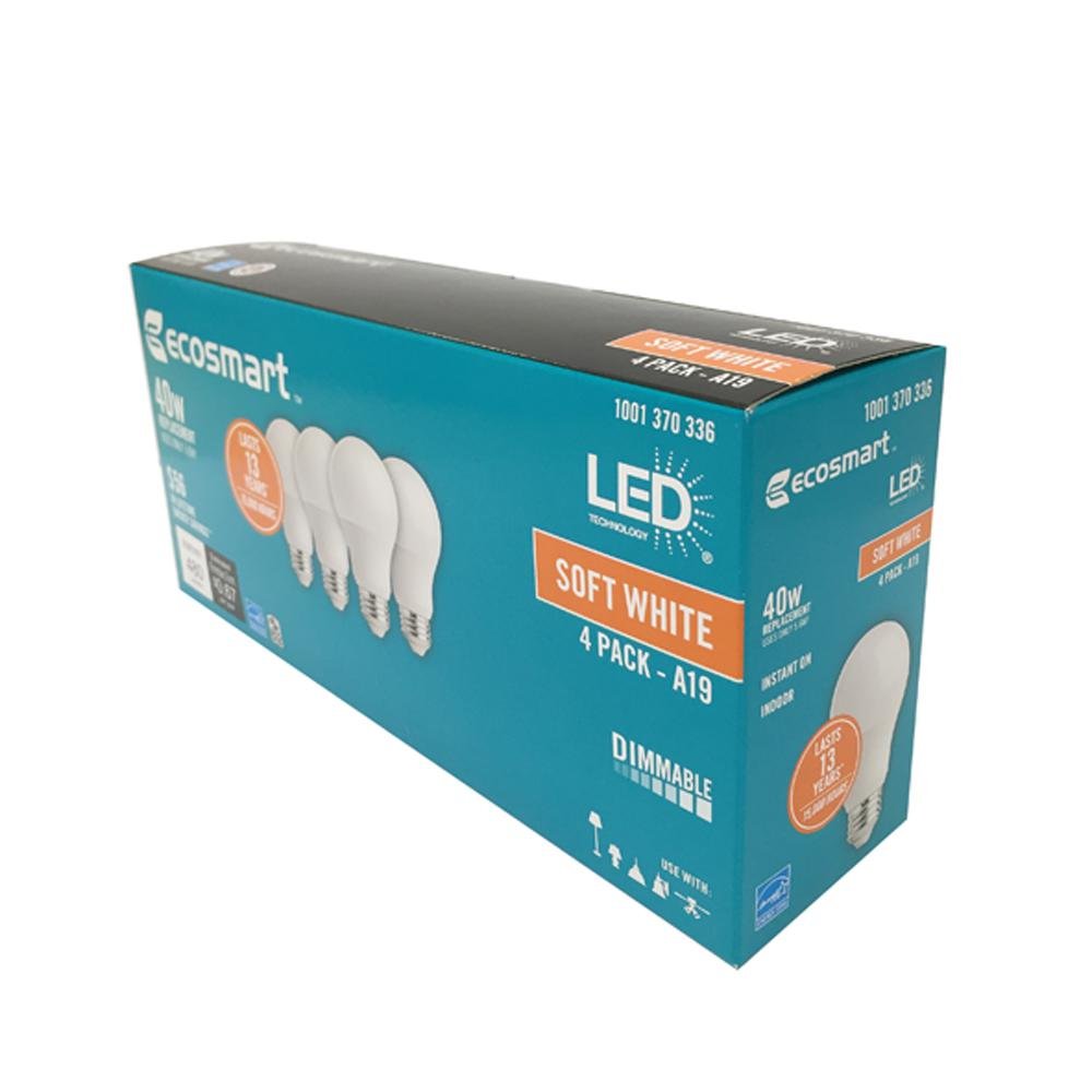 EcoSmart four-pack LED bulbs delivering energy efficiency and long life in everyday rooms