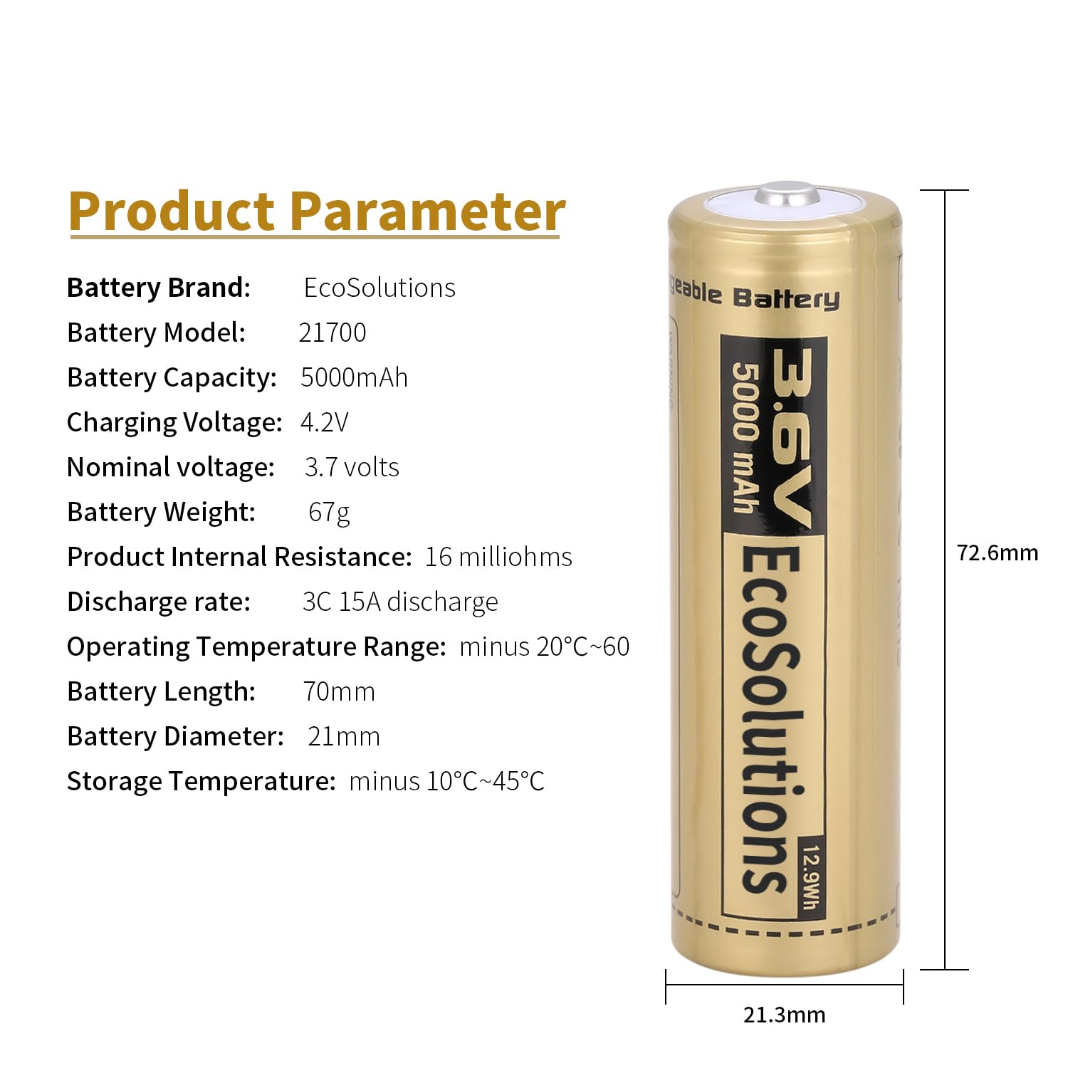 EcoSolutions 3.6V rechargeable battery for toys and remotes.