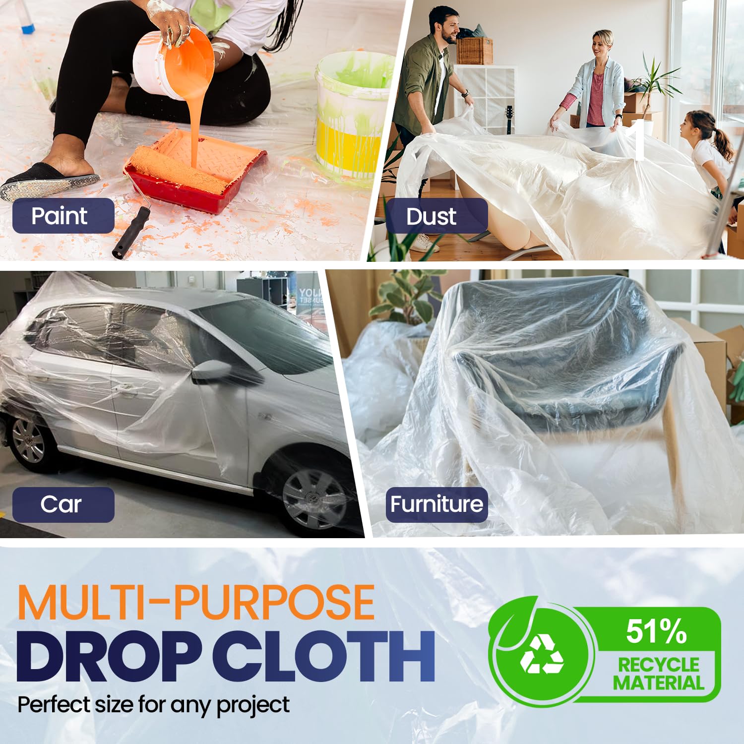 Ecotez furniture-protecting clear cover shields upholstery during renovations.