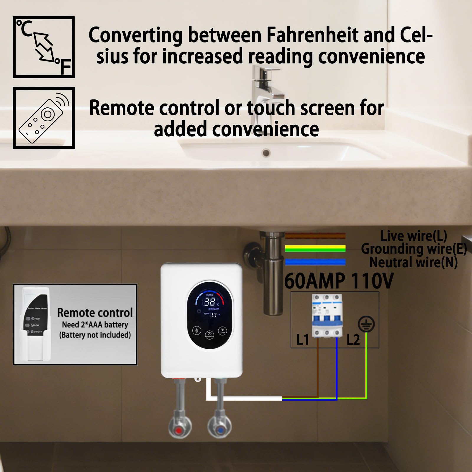 ECOTINYMACH compact design ideal for apartments or small bathrooms.