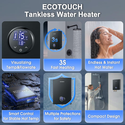 ECOTOUCH ECO140B digital display panel shows precise temperature control.