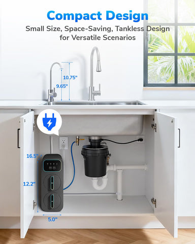 Ecoviva Water E6 360° faucet swivel adds versatility.