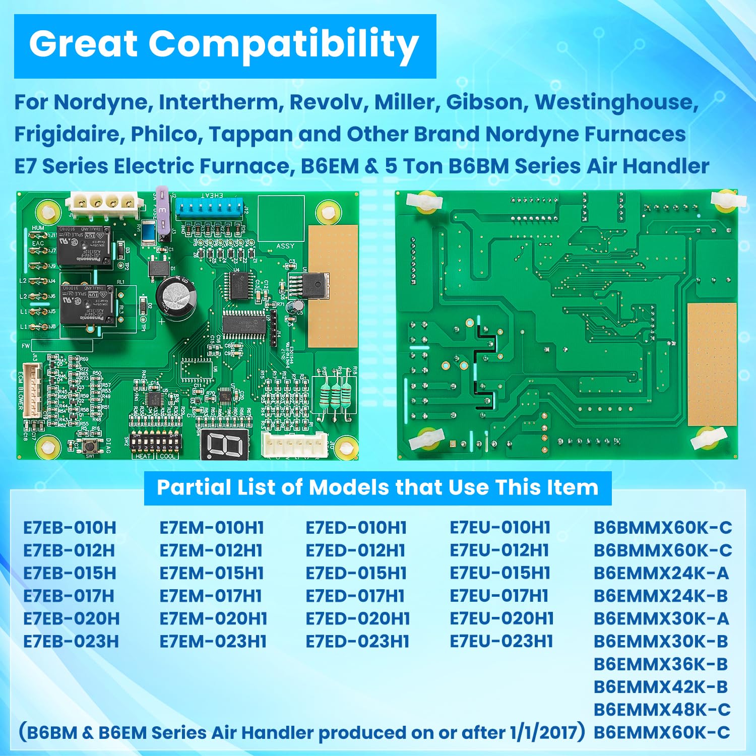 E-cowlboy 1006801R rear view control board for Nordyne furnaces.