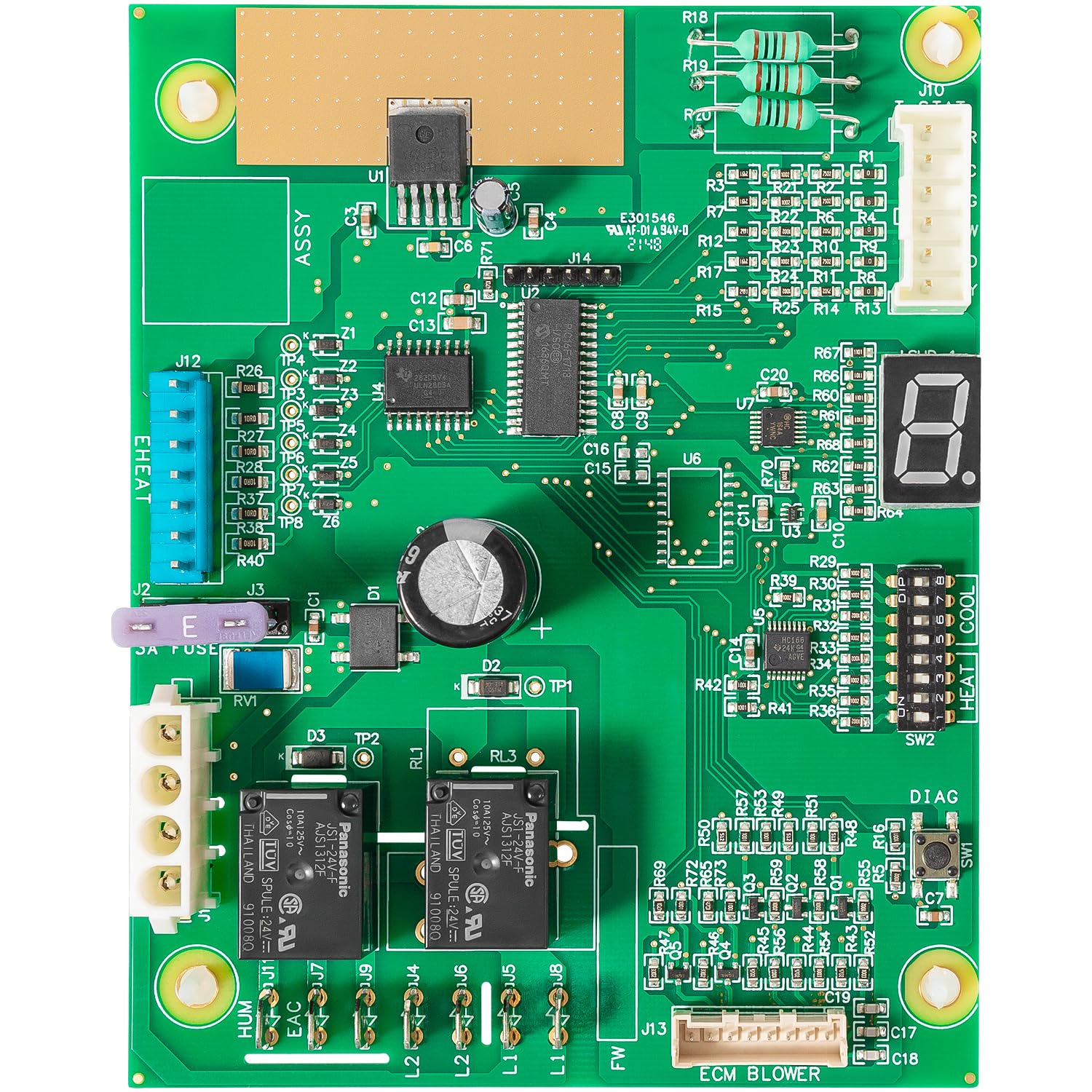 E-cowlboy 1006801R front view control board for Nordyne furnaces.