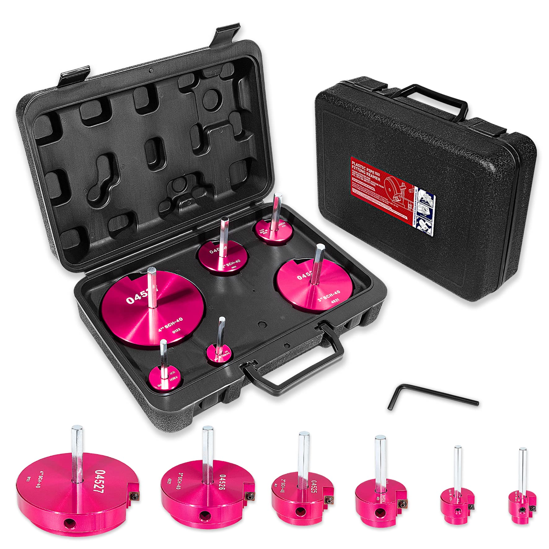 E-cowlboy 6 piece pipe reamer set with 0.75-inch focus for reuse-ready fittings