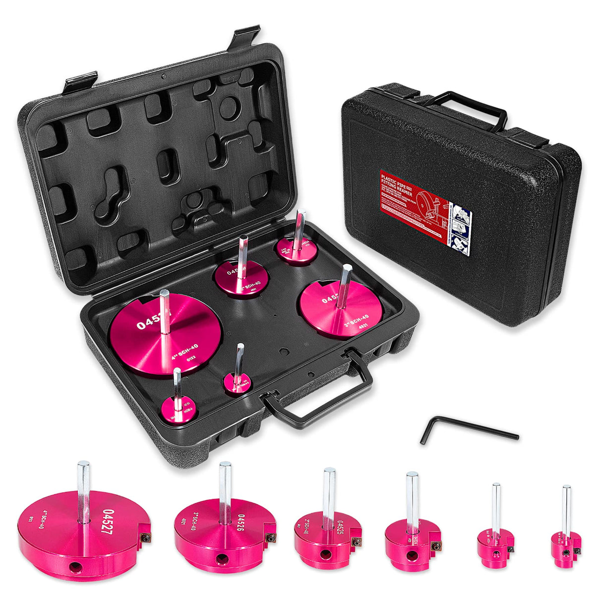 E-cowlboy 6 piece pipe reamer set with 0.75-inch focus for reuse-ready fittings