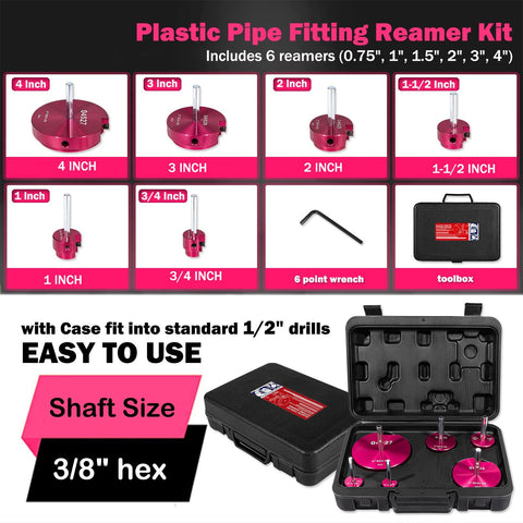 E-cowlboy 6 piece reamer set for 1 inch fittings and clean reusability