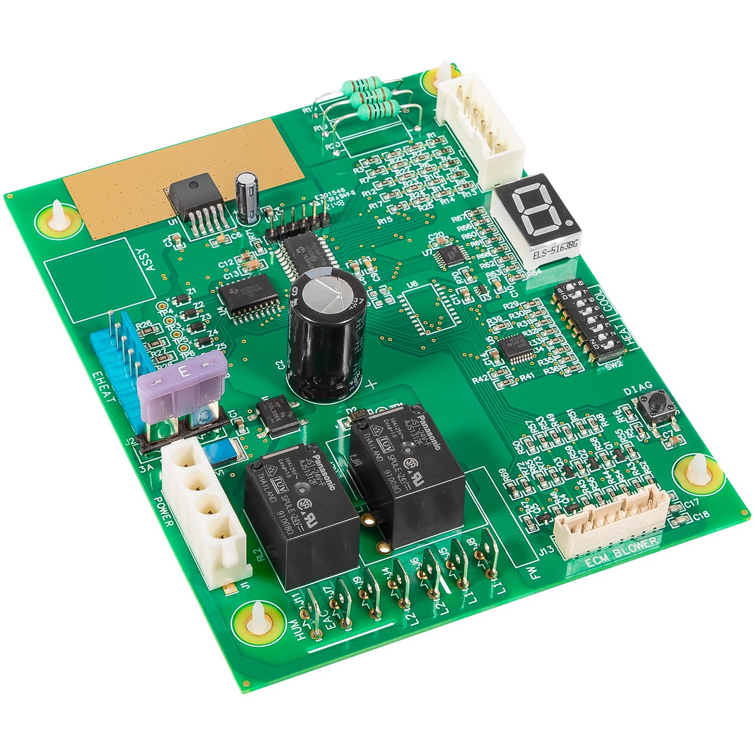E-cowlboy control board labeling and quick-reference icons aid troubleshooting.