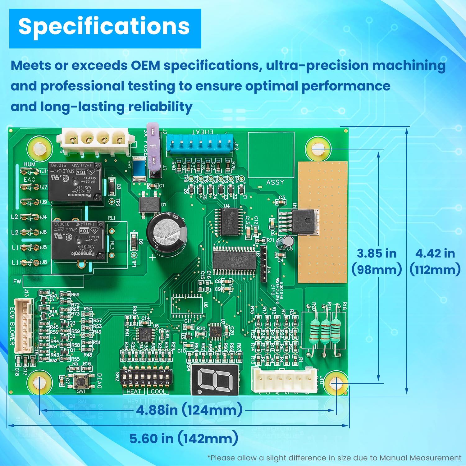 DIP switch settings on E-cowlboy control board.