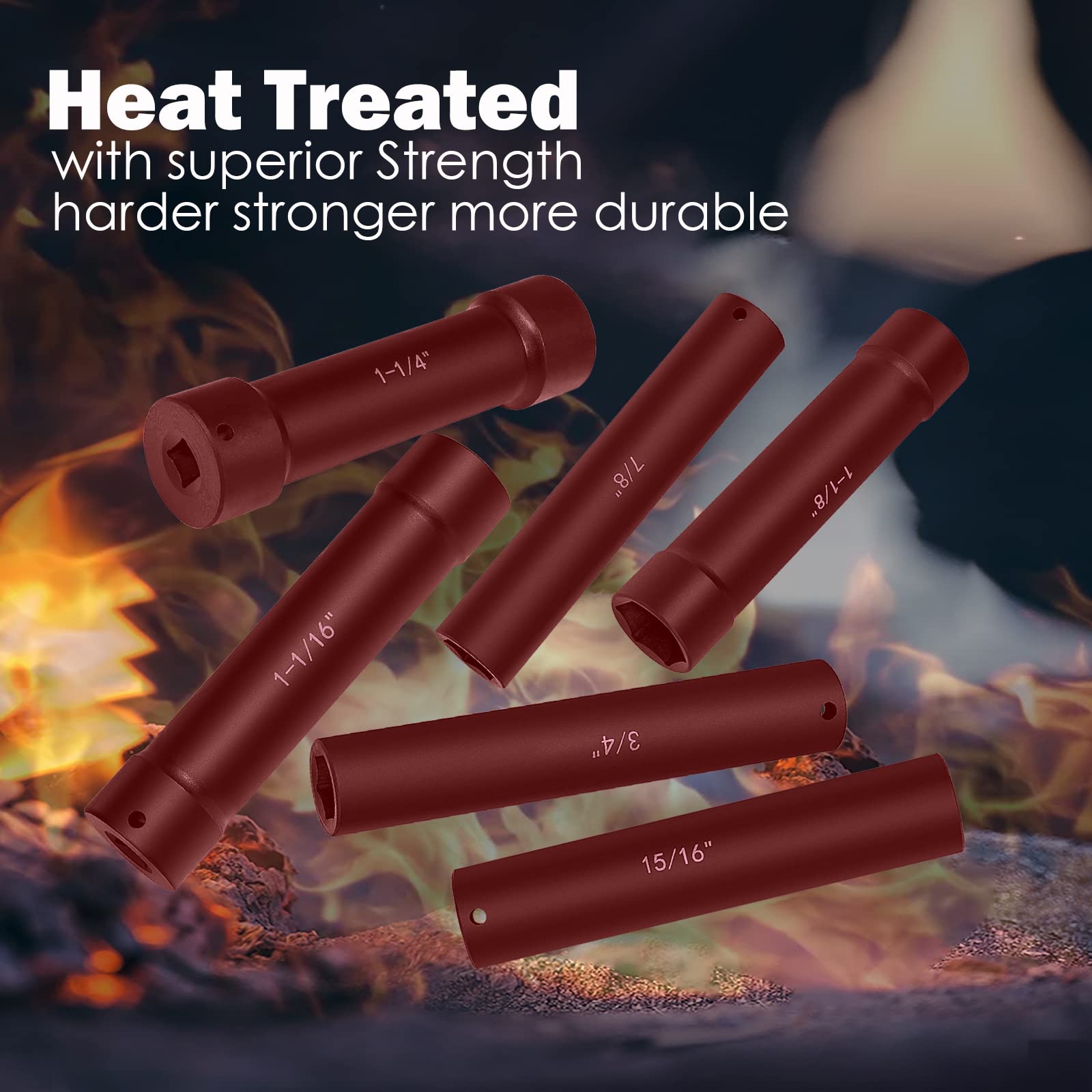 Half-inch drive works with impact wrenches for quick removal.
