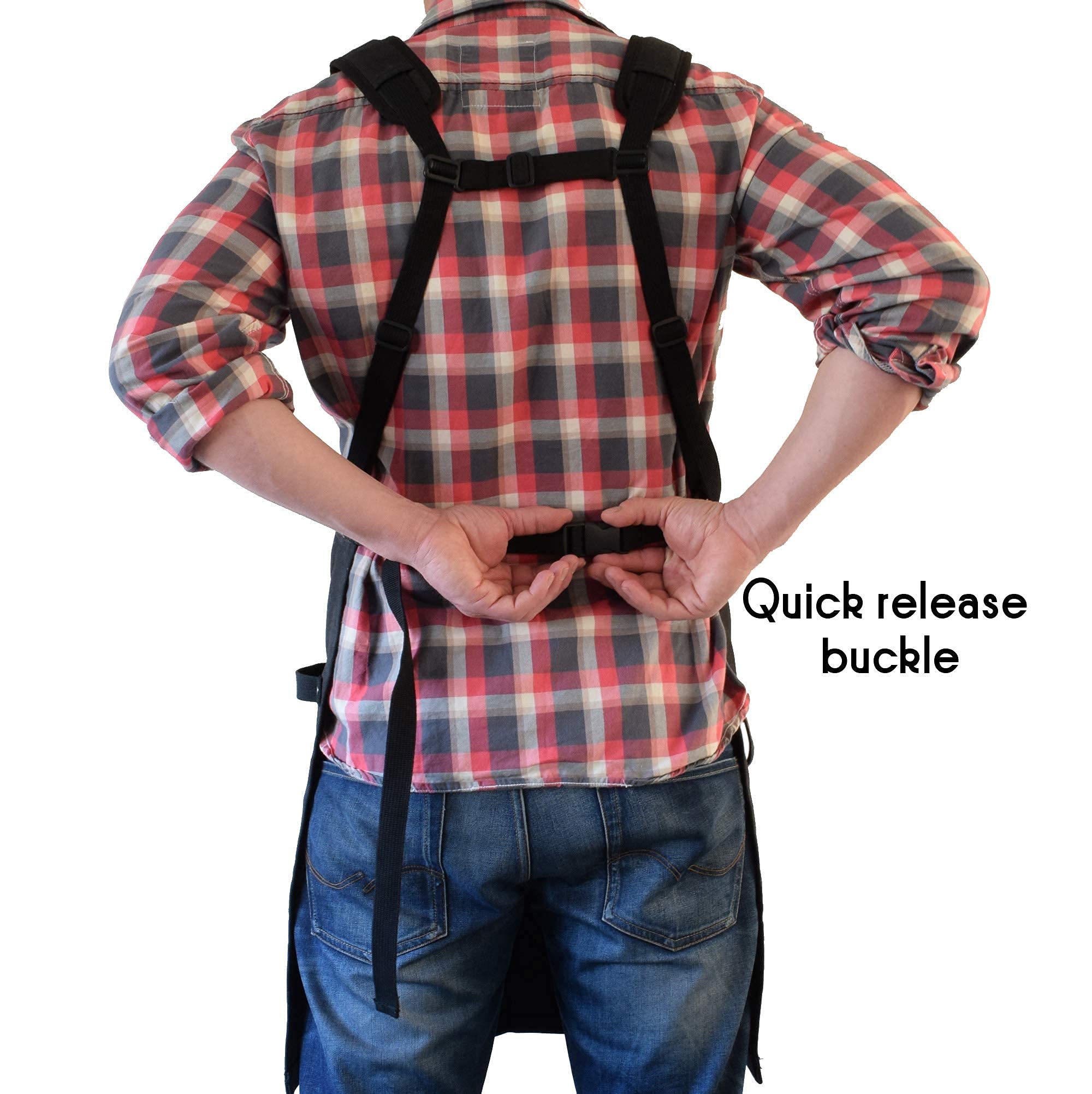 ecoZen Lifestyle zippered pocket detail highlights secure phone storage on the apron