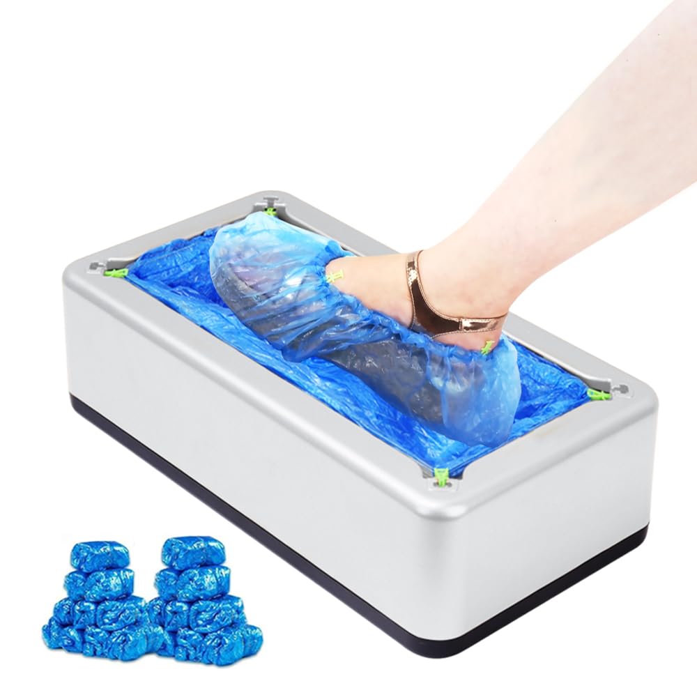 Ecumavin automatic shoe cover machine front view for quick shoe covering and clean floors.