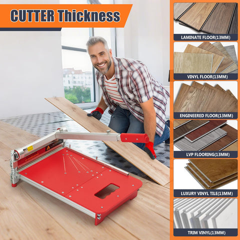 ECUTERS multi-floor cutter works on vinyl, parquet, engineered wood.