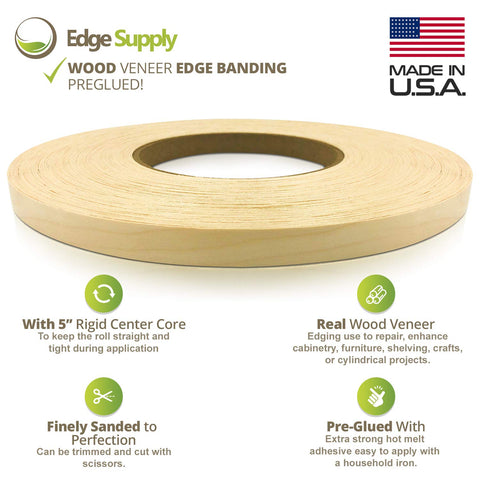 Edge Supply Birch edge band applied to a plywood edge for protection.