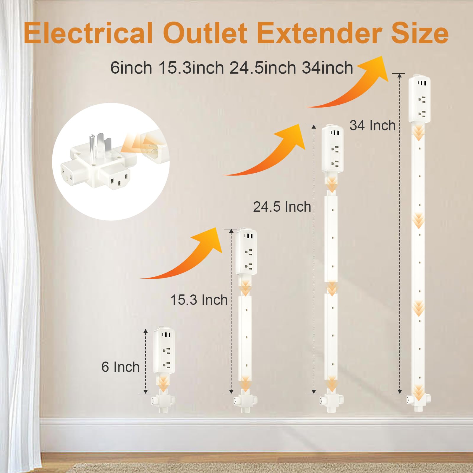 EDIEBE 24.5-inch extender behind sofa enabling tidy charging area