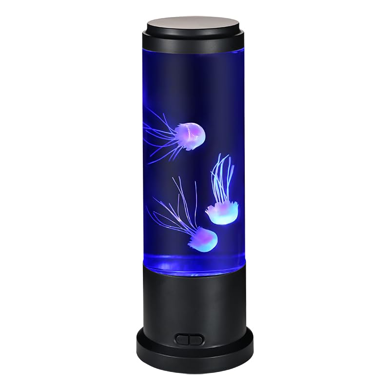 EDIER Jellyfish Lamp 11-inch tank with lifelike jellyfish, a calming centerpiece.