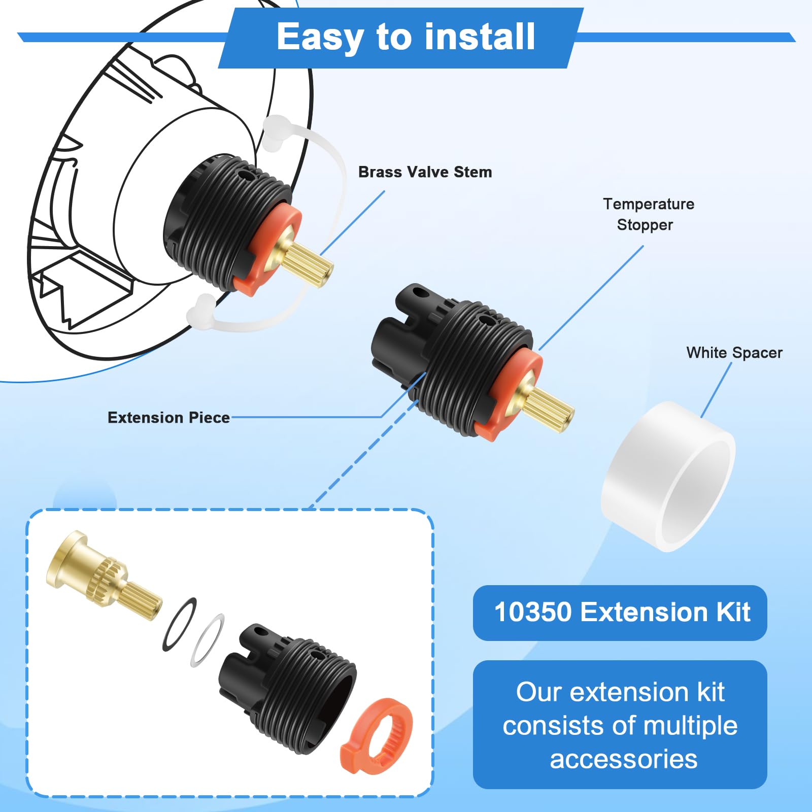 Edifla Kohler K-8305 compatible extension for retrofit projects