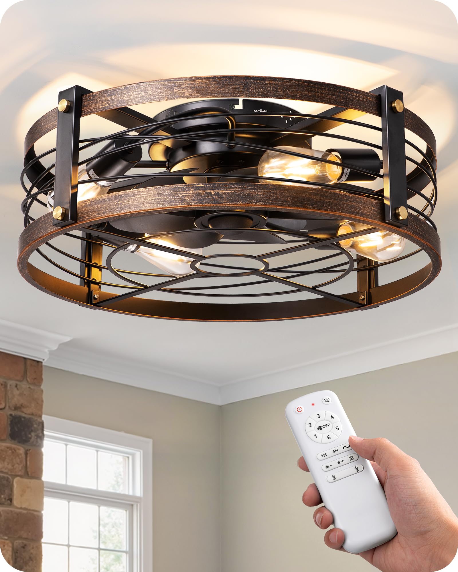 EDISHINE 21-inch fan with lights in flush mount for compact kitchens