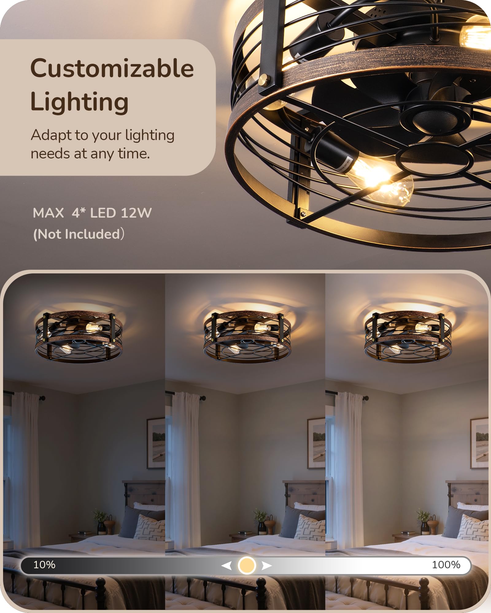 EDISHINE dimmable lighting from 10 to 100 percent brightness