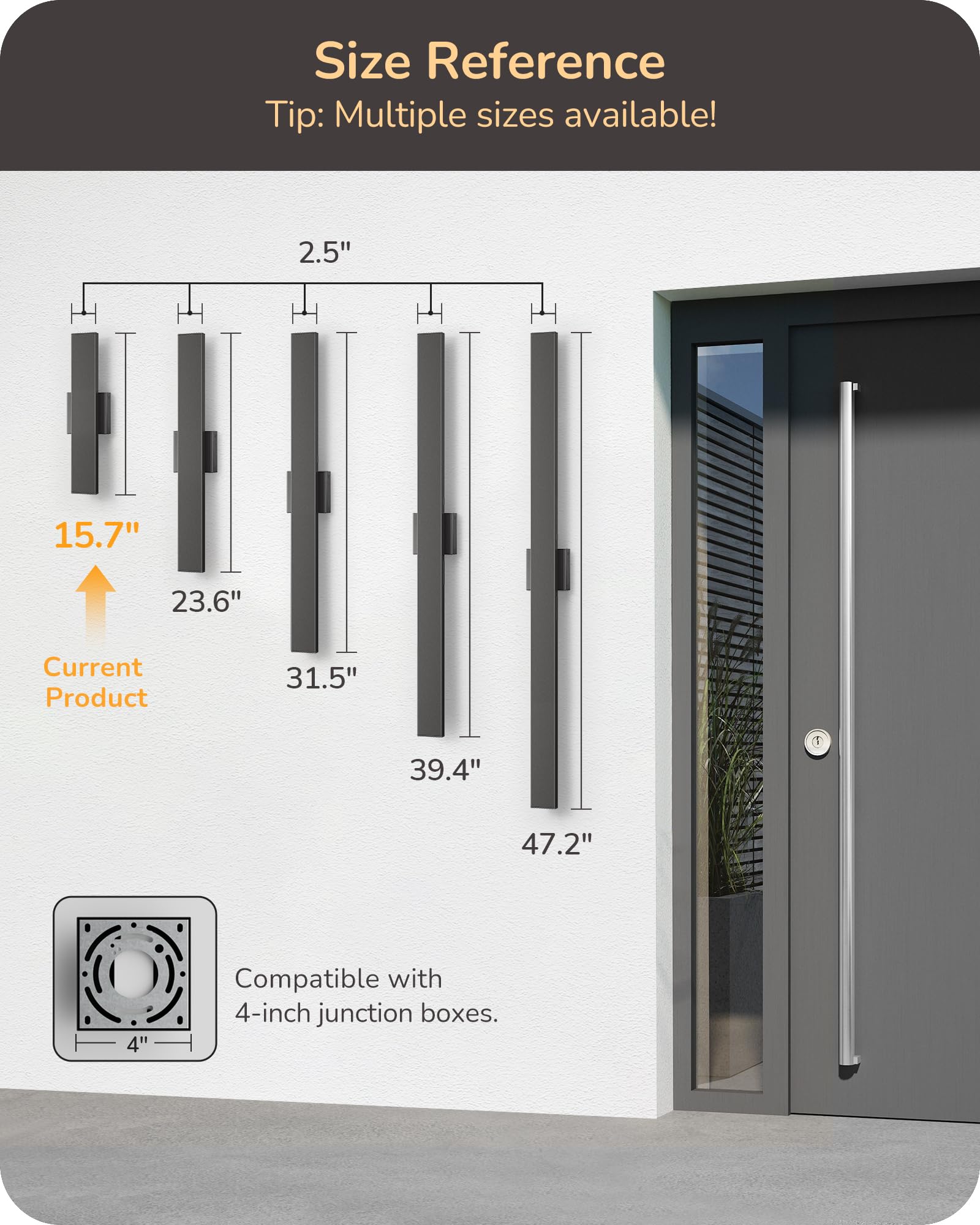 EDISHINE 2-pack led outdoor wall sconce, matte black, ideal for entrances and porches.
