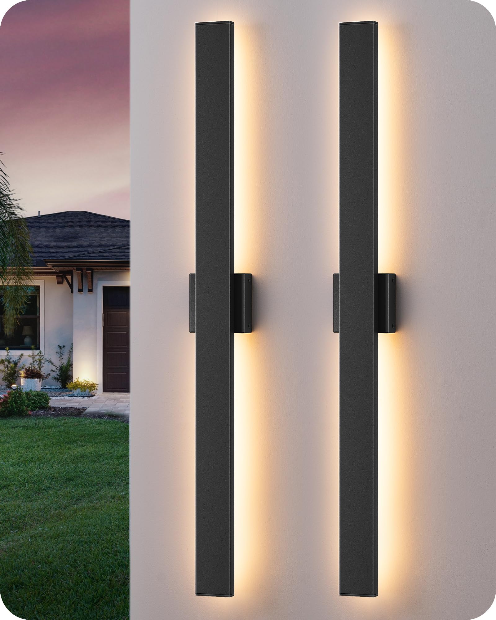 EDISHINE 2-pack modern outdoor wall light for front door ambience.