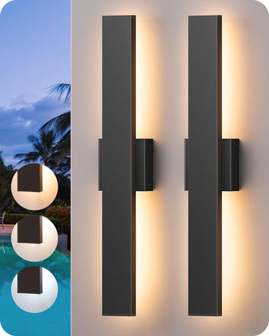 EDISHINE 23.6-inch outdoor wall light front view with sleek black finish for porch ambiance.