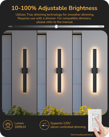 EDISHINE 31in LED outdoor wall light backlit glow adds a soft ambient halo to exteriors.